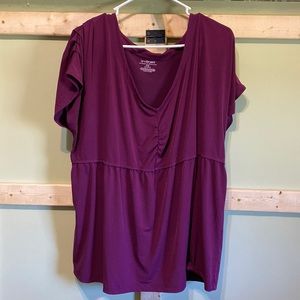 Lane Bryan - Empire Waist Short Sleeve Blouse - Plum Size 22/24